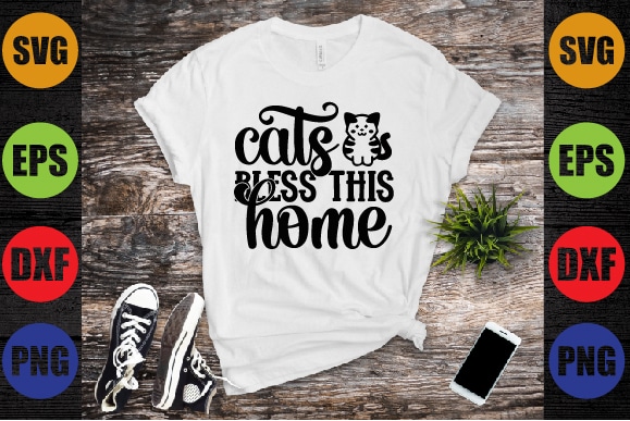 Cats bless this home t shirt vector file