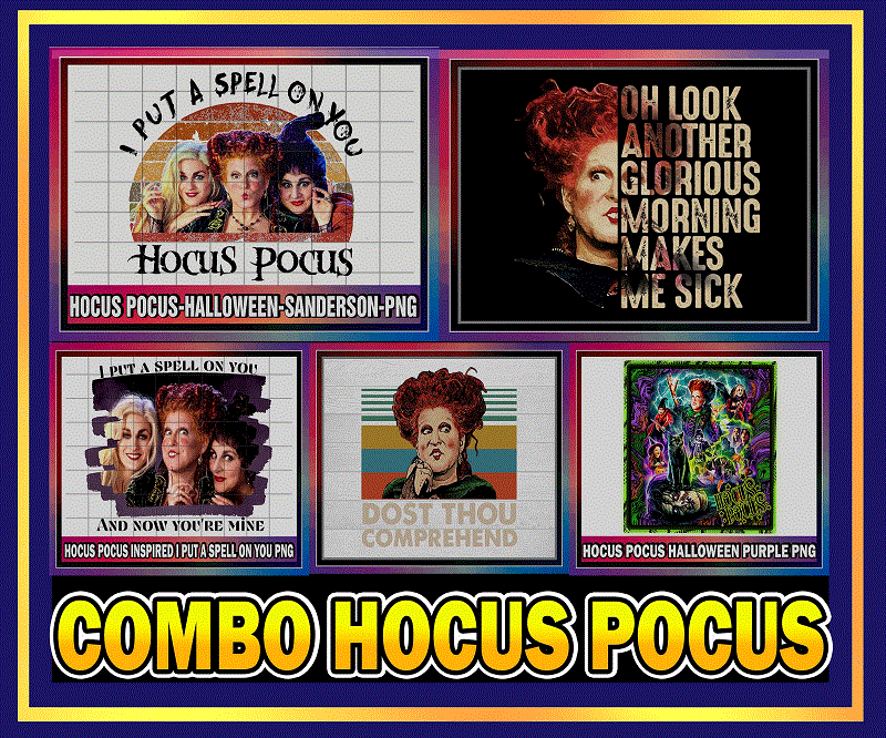 Bundle 5 Designs Hocus Pocus PNG, Hocus Pocus Halloween, Sanderson Sisters, Hocus Pocus Characters, Sublimation Design PNG, Digital Download CB1050512221