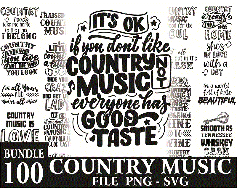 Bundle 100 Country Music SVG/PNG Files For Cricut, Country Music svg, Music svg Bundle, Music svg Shirt, Music Lovers svg, Instant Download 1015565186