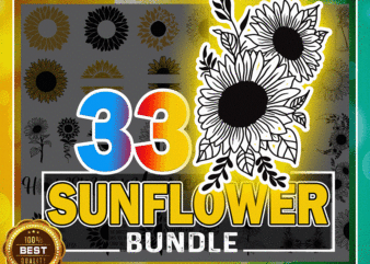 33 Sunflower Bundle, Sunflower Png, Sunflower for T-shirt, Cricut Cutting Files, Sunflower Wreath svg, Sunflower Clipart, Instant Download 967056639