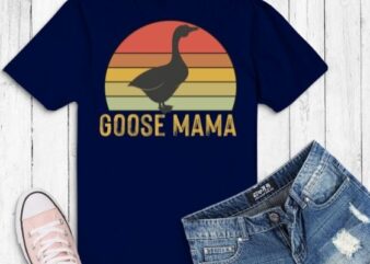 Goose Mom Goose Mama vintage retro sunset T-Shirt design svg, Goose Mom Goose Mama png, mothers goose day, funny duck, cowboy goose duck, vintage, cool
