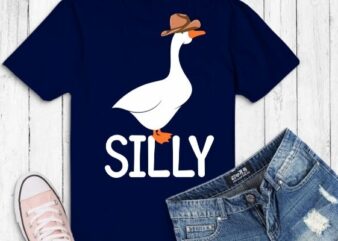 Silly Goose cowboy hat T-shirt design svg, mothers goose day, funny duck, cowboy goose duck, vintage, cool