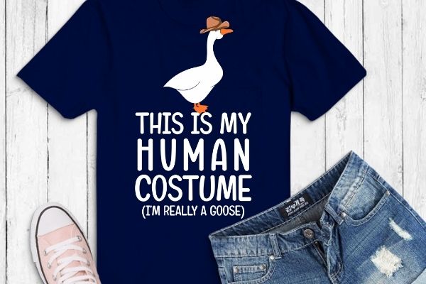 This is my human customy mothers goose funny cowboy hat duck t-shirt design svg, mothers goose day, funny duck, cowboy goose duck, vintage, cool