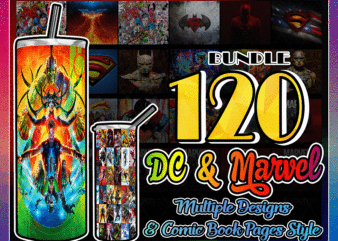 Combo 120 DC & Marvel Designs, 20oz Skinny Straight,Template for Sublimation,Full Tumbler, PNG Digital Download 1014533239