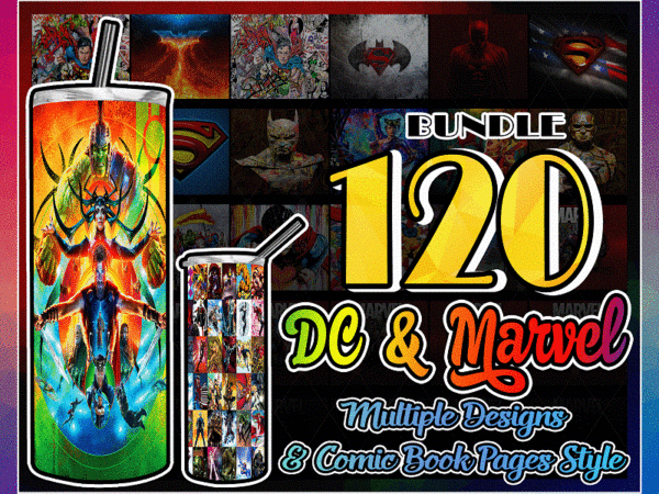 Combo 120 dc & marvel designs, 20oz skinny straight,template for sublimation,full tumbler, png digital download 1014533239