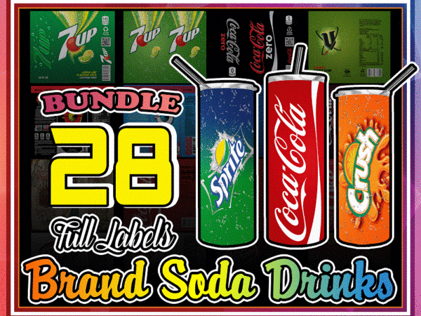 Combo 28 brand soda drinks full labels designs tumber, 20oz skinny straight,template for sublimation,full tumbler, png digital download 1014533239