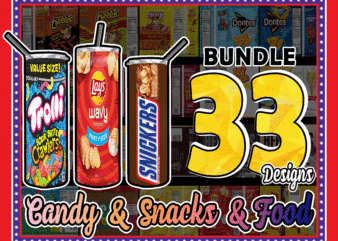 Combo 33 Candy & Snacks & Food Various Designs Tumber, 20oz Skinny Straight,Template for Sublimation,Full Tumbler, PNG Digital Download 1014533239