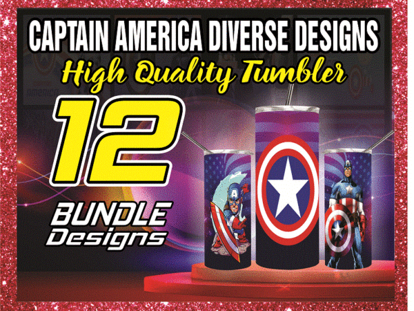 12 tumber bundle captain america diverse designs, 20oz skinny straight bundle, template for sublimation, digital download, tumbler digital 1014591399
