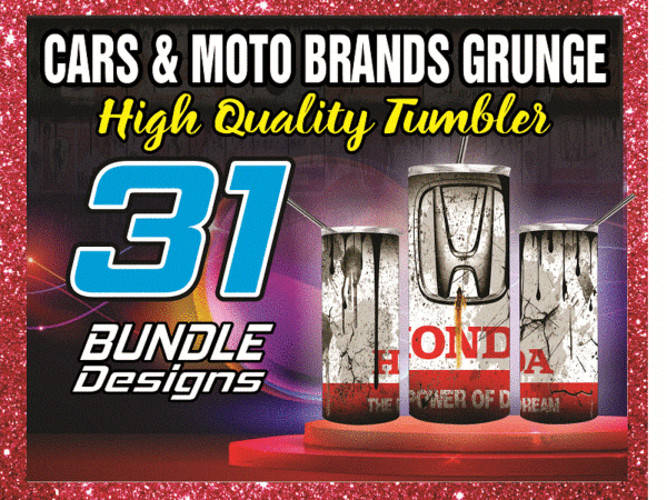 Bundle 31 tumber, cars & moto brands grunge design, 20oz skinny straight bundle, template for sublimation, digital download, tumbler digital 1014591399