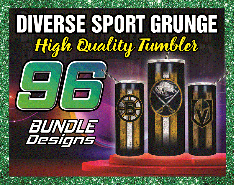 96 Diverse Sport Grunge Designs, 20oz Skinny Straight Bundle, Template For Sublimation, Digital Download, Tumbler Digital 1014591399