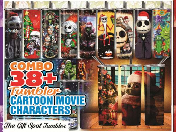 38+ combo tumbler cartoon movie characters tumbler(jackskellington – rick- babyyoda), 20 oz skinny digital file, tumbler digital 8808122010