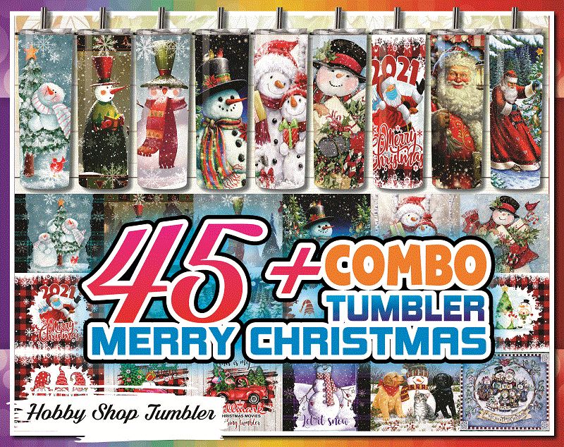 Combo 45+ Tumbler Merry Christmas Tumbler PNG (snowman – santaclaus – gnomes), 20 oz Skinny Digital File, Tumbler DIgital 8808122012