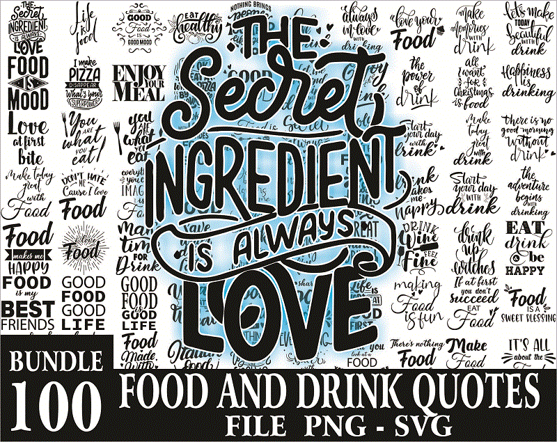 100 Food and Drink Quotes Bundle, Food and Drink Sayings Designs, Food and Drink Lovers, Svg Png Files, Funny Quotes, Instant Download 1017690650