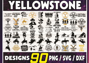 90 Yellowstone Bundle svg, png, dxf, Yellowstone Symbols, Yellowstone Labels, Yellowstone Dutton Ranch, silhouette, Digital File 1019002641