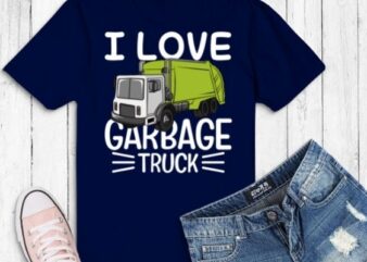 I love Garbage Truck Retro Recycling Trash Garbage Truck T-shirt design svg, Vintage, Sunset, Recycling, Trash, Garbage truck, vector eps