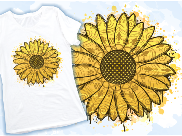 Sunflower with mandala svg t shirt design, sunflower sublimation png