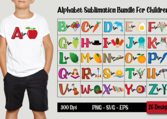 Alphabet Sublimation Bundle For Children t shirt vector