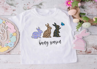 Happy Easter Day Bunny Season Diy Crafts, Easter Day Svg Files For Cricut, Leopard Rabbit Silhouette Files, Colorful Bunny Cameo Htv Prints graphic t shirt
