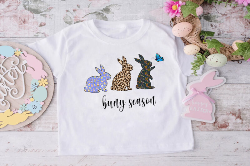 Happy Easter Day Bunny Season Diy Crafts, Easter Day Svg Files For Cricut, Leopard Rabbit Silhouette Files, Colorful Bunny Cameo Htv Prints