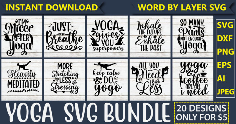 Yoga Yoga SVG Bundle, meditation svg, namaste svg, lotus flower svg, yoga pose svg, mandala svg, chakra svg, buddha svg, svg designs, svg quotes,Yoga SVG bundle by Oxee, yoga quotes