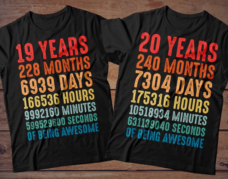 1 year to 60 Years of being awesome t-shirt design Bundle, 1-60 year of being awesome Bundle SVG, Birthday vintage t shirt, Happy birthday tshirt Bundle, Funny Birthday Bundle, Birthday