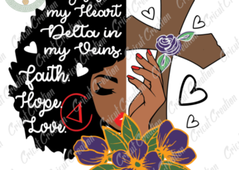 Beliefs, Christian Cross Diy Crafts,Jesus In My Heart Svg Files For Cricut, Black girl flower Silhouette Files, Trending Cameo Htv Prints t shirt template