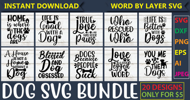Dog Svg Bundle, Svg Vector T-shirt Design Dog Quote Svg, Paw Svg, Funny Svg, T-shirt Design Svg Quotes, Svg Designs, Svg Designs, Svg For Cricut,dogs Svg, Dog Bandana Svg Bundle,