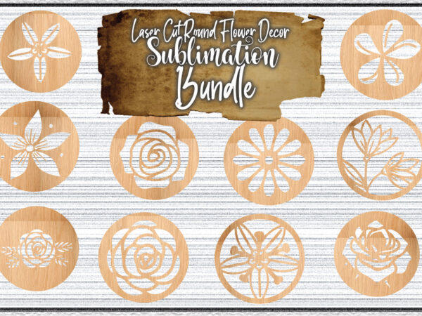 Laser cut round flower decor svg bundle t shirt vector graphic