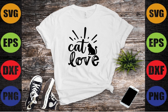 Cat love t shirt vector file