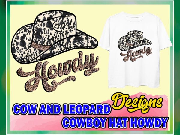 Cow and leopard cowboy hat howdy png digital file only instant digital download southern western sublimation design 953097006