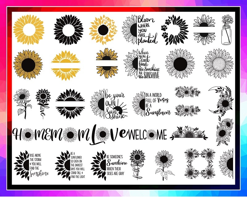 33 Sunflower Bundle, Sunflower Png, Sunflower for T-shirt, Cricut Cutting Files, Sunflower Wreath svg, Sunflower Clipart, Instant Download 967056639