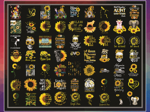 65 designs sunflower png bundle, funny skull sunflower, american flag sunflower png, you are my sunshine png, digital download png bundle 920973767