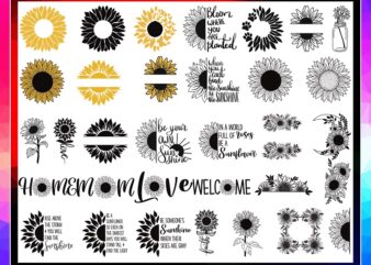 Bundle 33 Sunflower SVG/PNG Files, Sunflower Monogram Svg, Cricut cutting files, Sunflower wreath svg, Sunflower clipart, Instant download 967056639 t shirt template