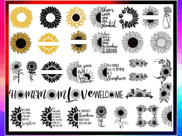 Bundle 33 sunflower svg/png files, sunflower monogram svg, cricut cutting files, sunflower wreath svg, sunflower clipart, instant download 967056639 t shirt template