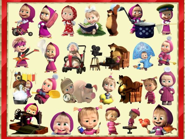 111 masha and the bear png, masha and the bear clipart- png images 300dpi digital, clip art, instant download, graphics transparent background scrapbook 971446232