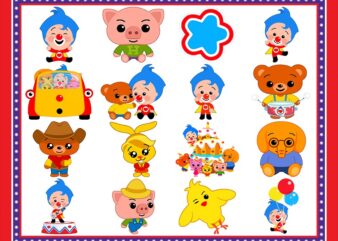 Bundle 31 Plim Plim the clown and Friends, images PNG, clipart, Plim Plim Cartoon Characters Png, Transparent Background, Instant Download 971509863 t shirt template