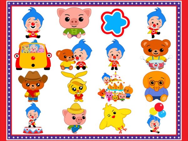 Bundle 31 plim plim the clown and friends, images png, clipart, plim plim cartoon characters png, transparent background, instant download 971509863 t shirt template