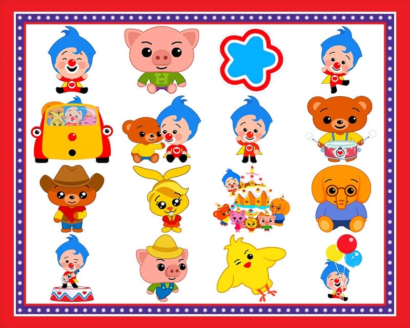 Bundle 31 Plim Plim the clown and Friends, images PNG, clipart, Plim Plim Cartoon Characters Png, Transparent Background, Instant Download 971509863