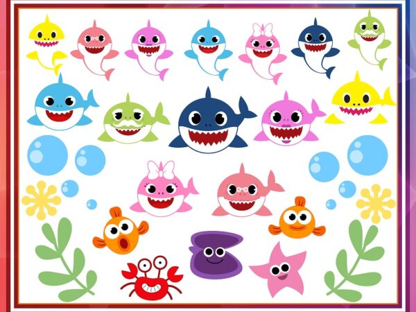 Bundle 34 Shark family SVG, Layered Shark Family png, Birthday family ...