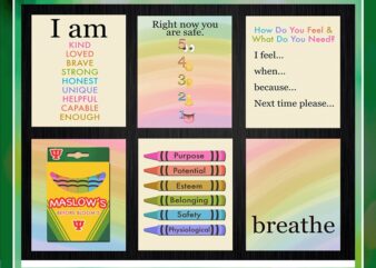 Maslow Before Bloom Therapy Posters, Grounding, Play Therapy, Playroom, Counseling, Affirmations, Rainbow, Statements, Printable Download 976344671