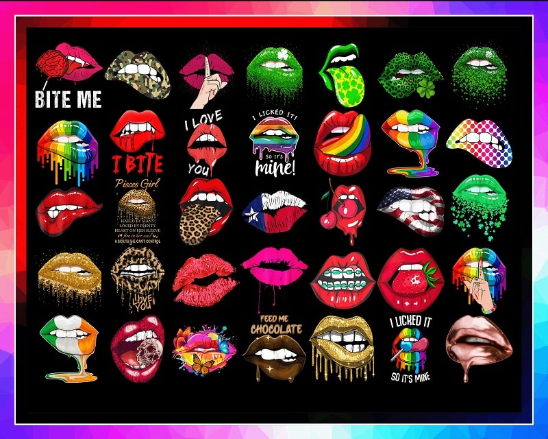 35 Designs Lips Bundle PNG, Kiss lips png, Dripping Lips, Leopard Lips, Sexy Bitting Lips, Fuckin Shut up Sexy Lips, Green Lips PNG, Digital Download 980018931