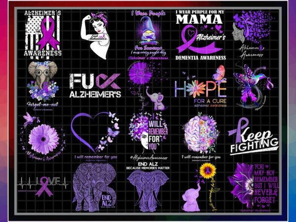 Bundle 30 alzheimer’s awareness png, awareness elephant purple, i will remeber for you png, foget me not, submilation, digital download 922334668 t shirt template