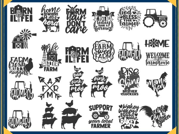 Farm bundle designs, farmhouse svg cut files, farm life bundle, farm quotes, commercial use, instant download, printable vector clip art 712880257