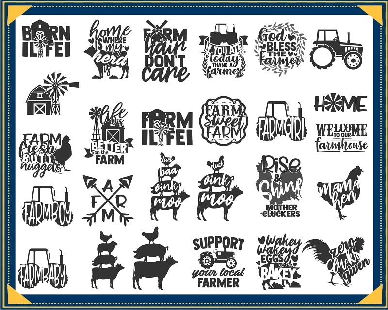 Farm Bundle Designs, Farmhouse SVG Cut Files, Farm Life Bundle, Farm Quotes, Commercial Use, Instant Download, Printable Vector Clip Art 712880257