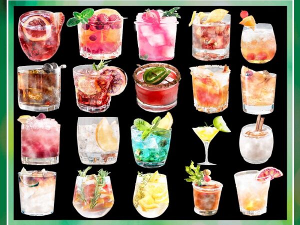 100+ designs watercolor cocktail graphics png, cocktail clipart, signature cocktails, beverages, digital download 773851880