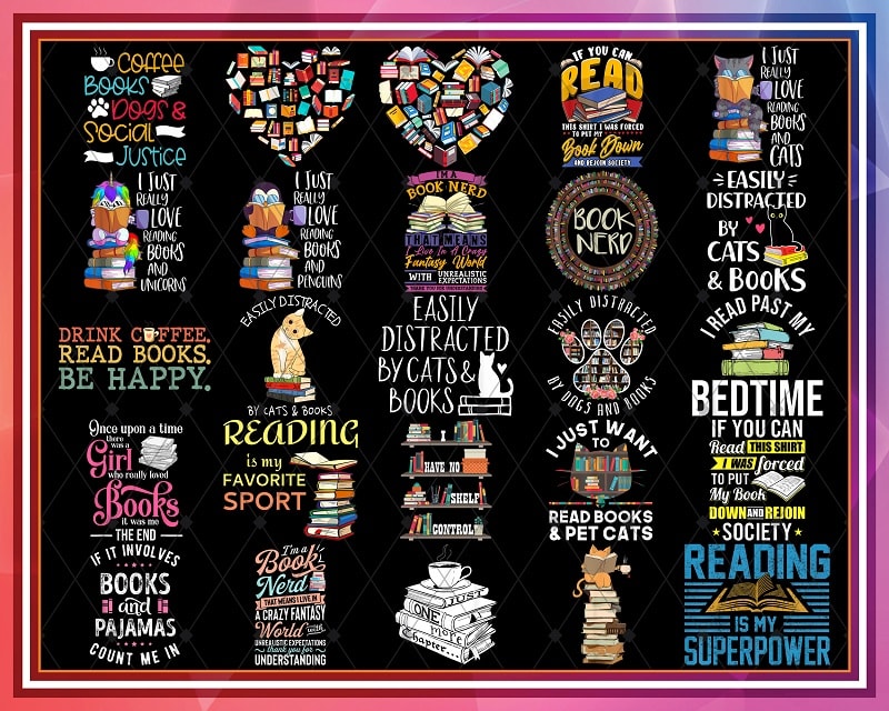 37 Designs Reading Book PNG Bundle, Peace Love Read Books PNG, Cat Coffee and Reading Book, Read book and I Know Things, Book Lover PNG 955655732