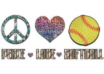 Peace Love Softball Cheetah Tshirt Design