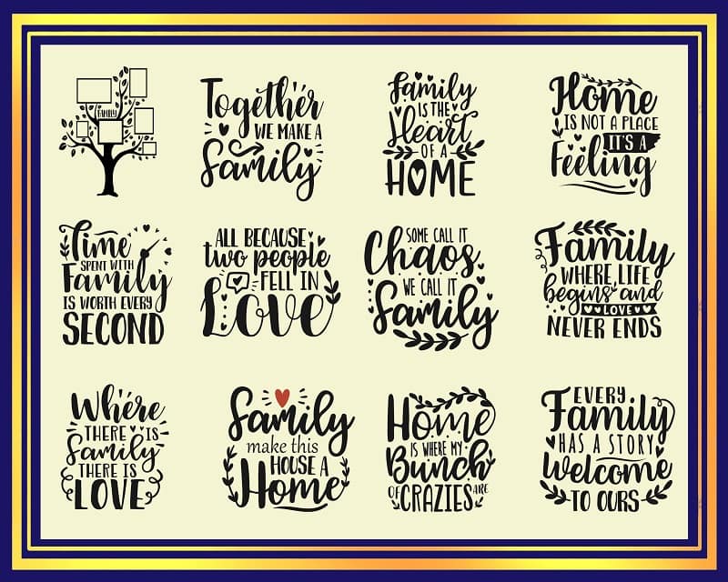 69 Ultimate Family Bundle Designs, Family Wall Frames SVG, Family Sayings svg, Family svg, Family Monograms svg, Cricut Laser Silhouette 968244051
