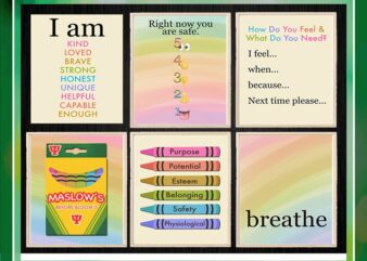 Maslow Before Bloom Therapy Posters, Grounding, Play Therapy, Playroom, Counseling, Affirmations, Rainbow, Statements, Printable Download 976344671