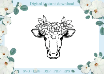 Trending gifts, The Cow With Flower Diy Crafts, Cow Svg Files For Cricut, Flower Head Silhouette Files, Trending Cameo Htv Prints t shirt designs for sale